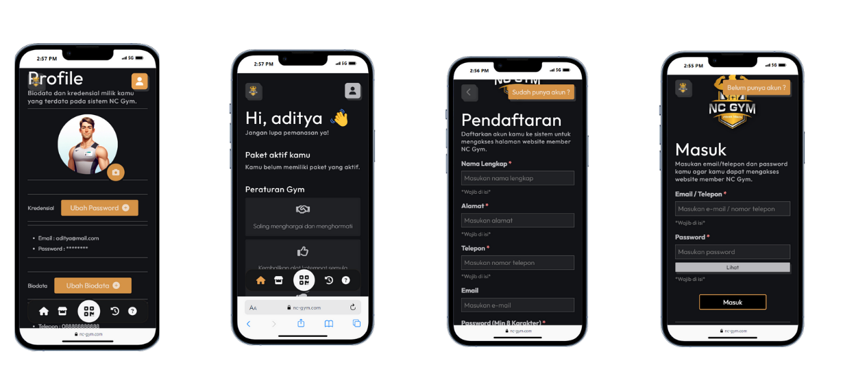 NC Gym Member App — Mobile Portal for Fitness Clients