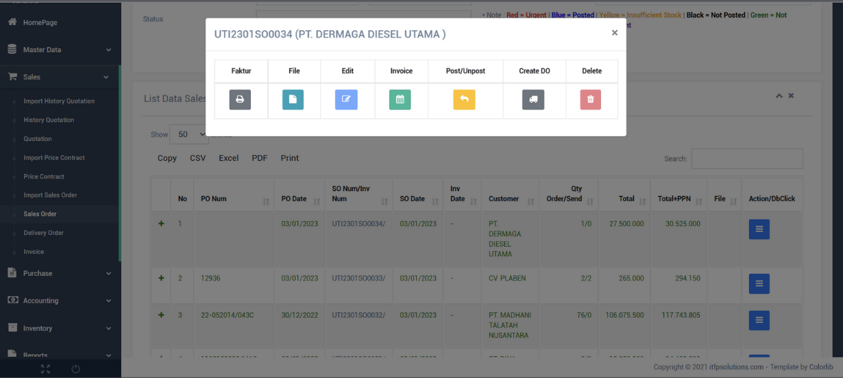 ERP Web System Unico Tractors Indonesia